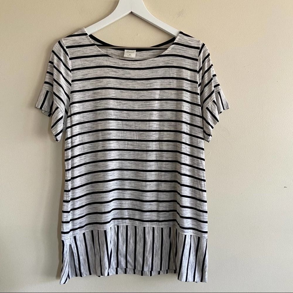 Soma White Black Stripe Knit Top Tunic Medium